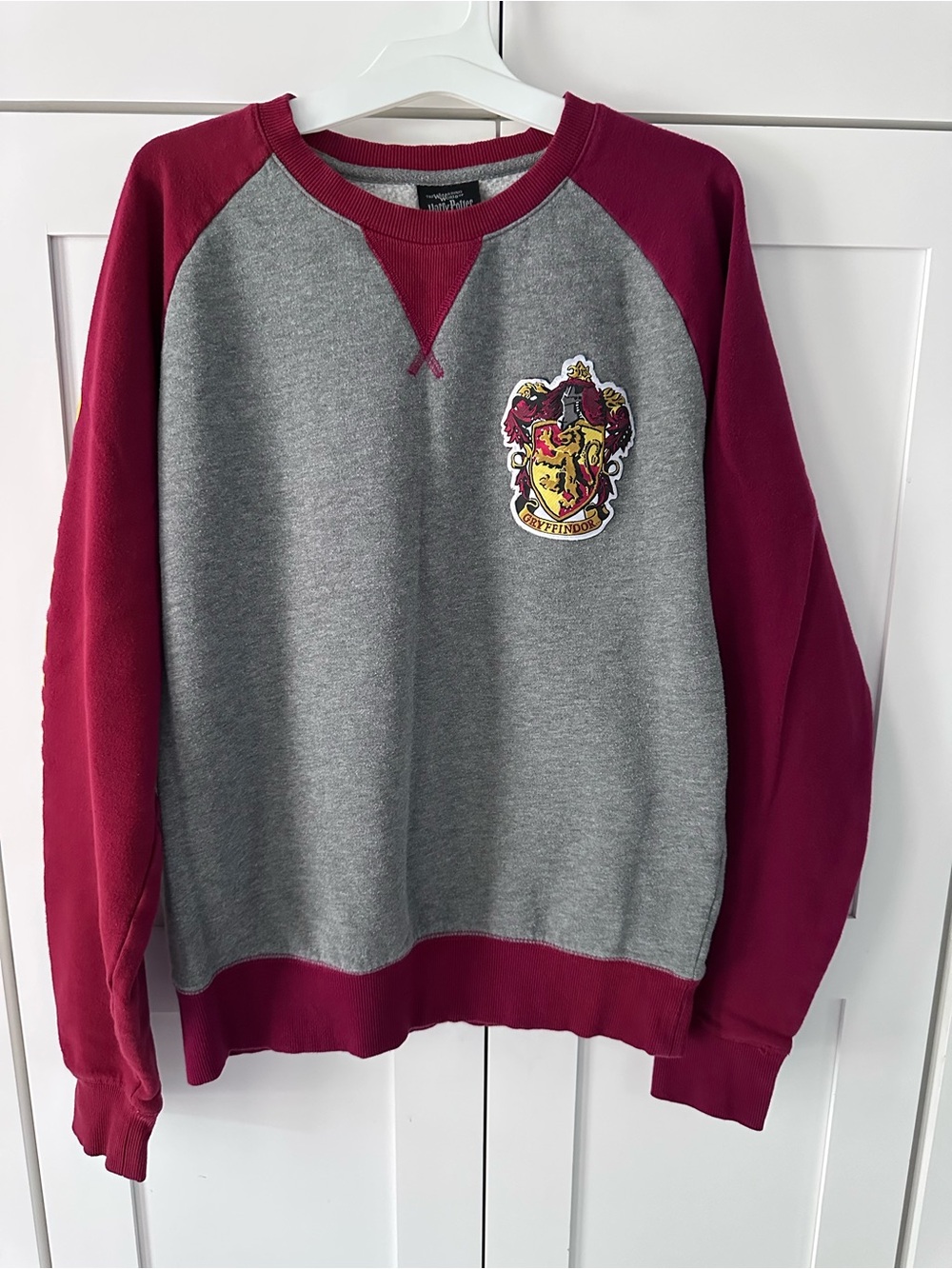 Crewneck Pullover Sweatshirt - Gray & Burgundy